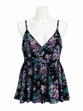 Size 4X Torrid Women’s Peplum Studio Crepe de Chine Top Floral Black